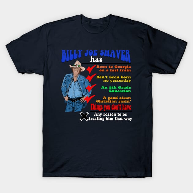 Billy Joe Shaver's Checklist T-Shirt by TL Bugg